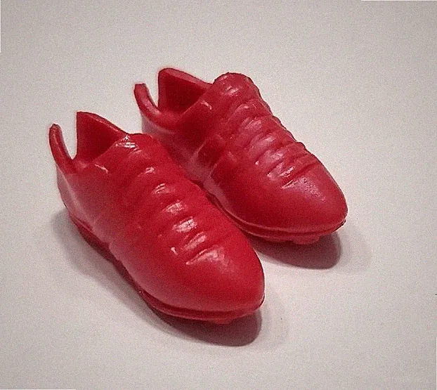 BARBIE SHOES SNEAKERS SOCCER CLEATS RED SPORTY ATHLETIC FLAT FEET DOLL SHOES