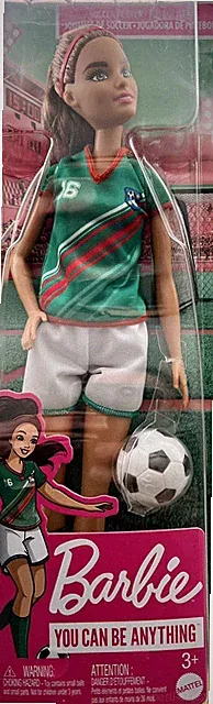 Barbie Soccer Doll, Brunette Ponytail, #16 Uniform, Soccer Ball, Cleats