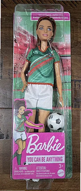Barbie You Can Be Anything BRUNETTE Soccer Player #16-Uniform Ball Cleats Socks
