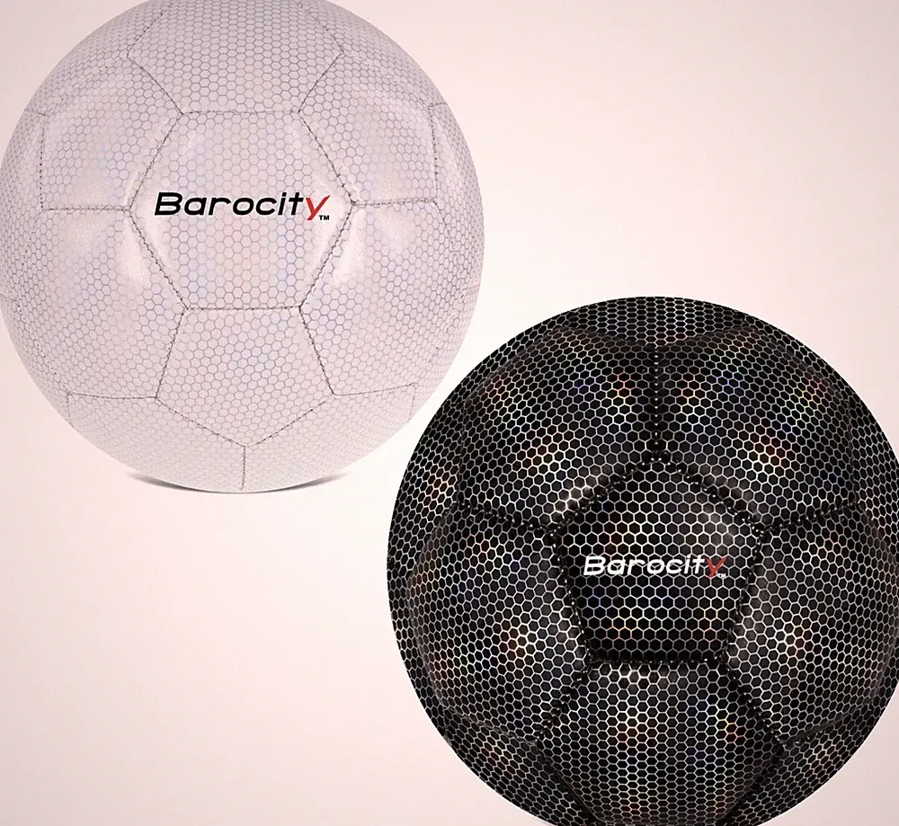 Barocity Premium Soccer Ball 2pc Reflective Hex Iridescent 1White/1Black Size 5