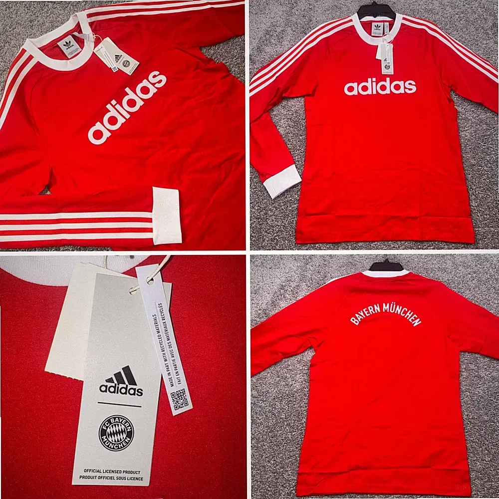 Bayern Munich Adidas Soccer Jersey Men Energy Drop 70s Long Sleeve Red Large NEW