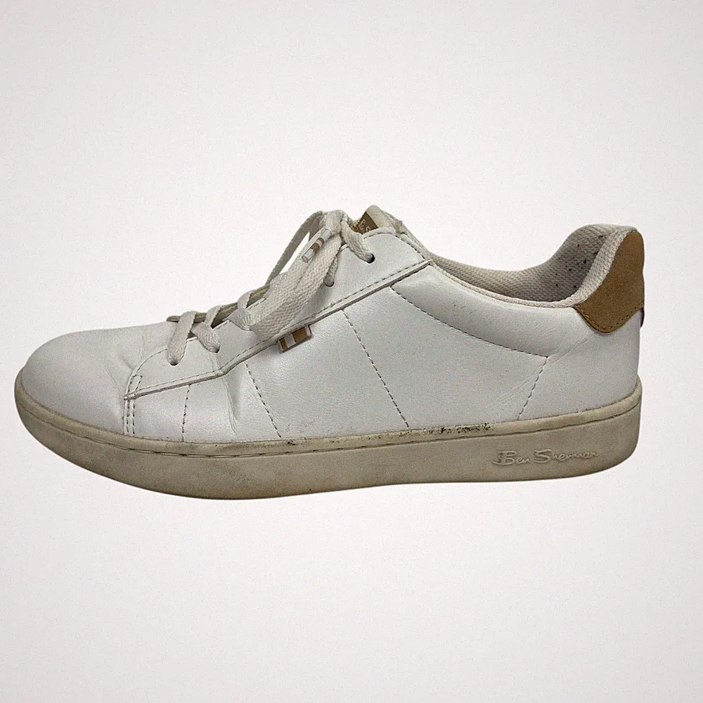 Ben Sherman Hampton White Leather Low Top Lace Up Round Toe Sneakers Shoes 10.5