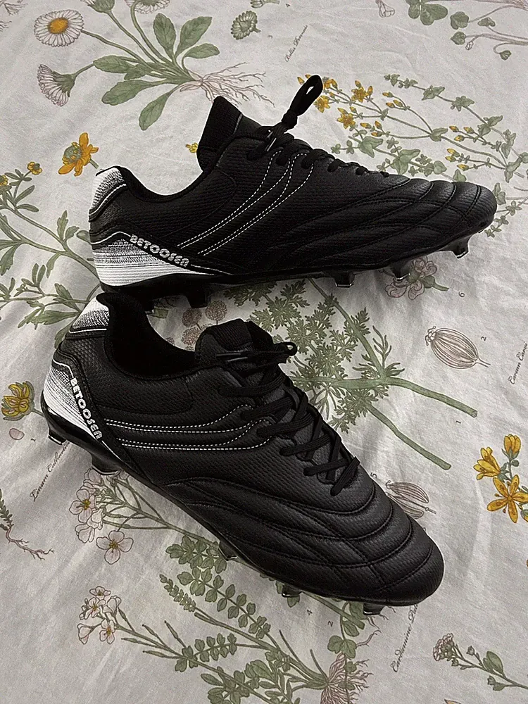 BETOOSEN Men's Soccer Cleats Size 13 Black Firm Ground FG Training Shoes New