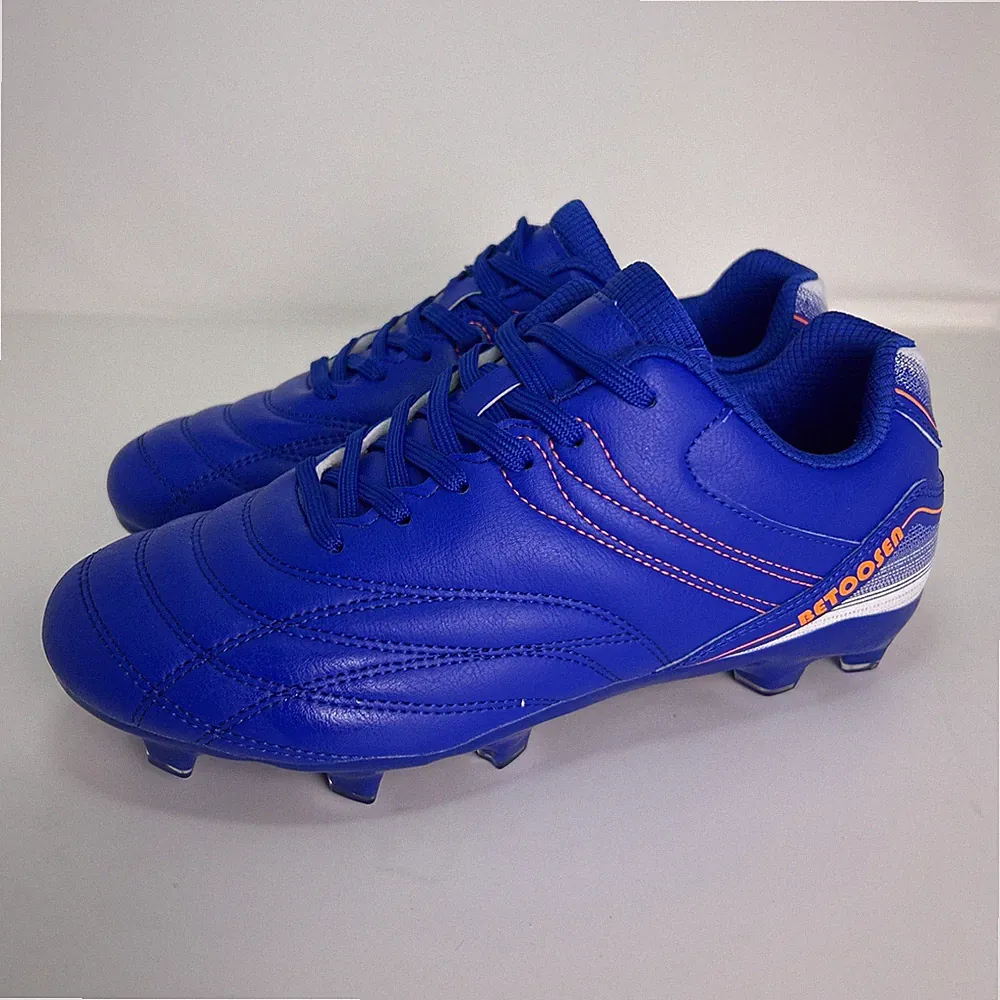 BETOOSEN Mens Firm Ground Soccer Cleats Royal Blue Orange Size EU 39 US 6.5 New