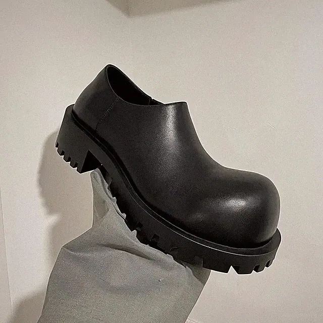 Big Head Derby Platform Heightening Boots Men unisex Punk Style Leather Shoes