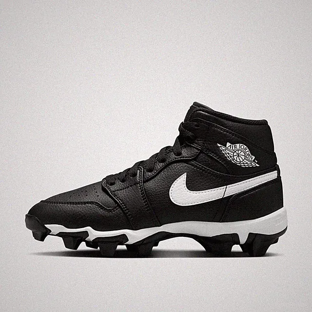 Big Kids' Air Jordan Retro 1 Mid Cleats Black/White HF6883 001