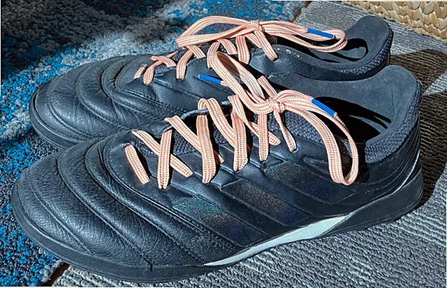 Black Adidas Copa Turf Soccer Cleats (Orange Laces)