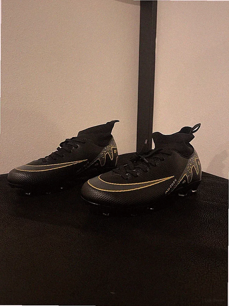 Black and Gold High Top Soccer Cleats Size