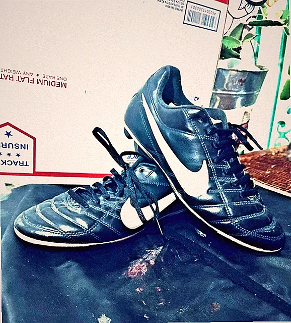 Black and White Nike soccer cleats. Shoes great for playing long games.