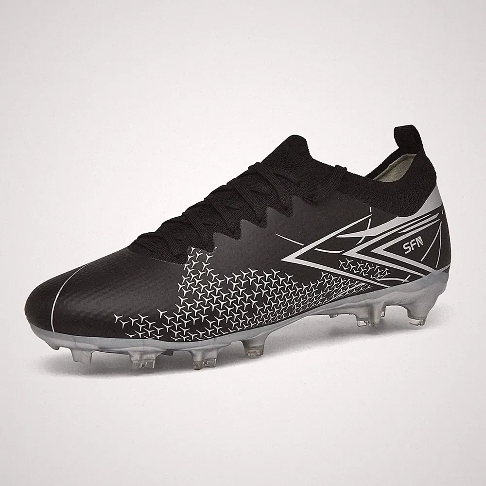 Black Firm Ground Soccer Cleats for Men, Water-Resistant Leather Outdoor Foot...