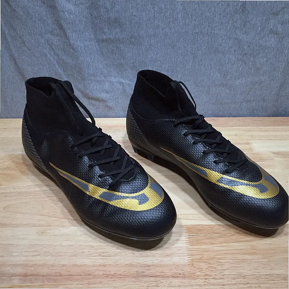 Black Gold High Top Soccer Cleats Men's Size 42 Firm Ground Football Boots