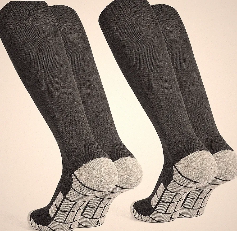 Black White Soccer Socks 2 Pairs Team Sports Athletic Football Baseball Long