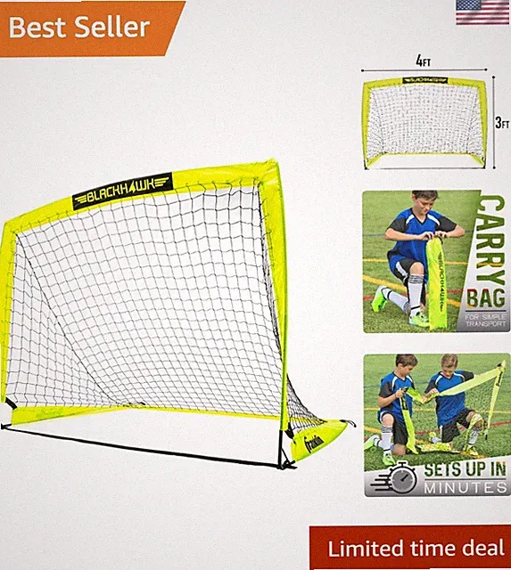 Blackhawk 4' X 3' Pop-Up Soccer Goal: Lightweight & Easy to Transport for All