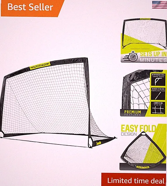 Blackhawk Indoor/Outdoor Soccer Goal - 6'x4' with Carry Bag & Stability Stakes