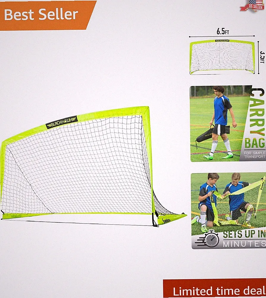 Blackhawk Portable Pop Up Soccer Goal - 6.5' X 3.5' for Indoor/Outdoor Play