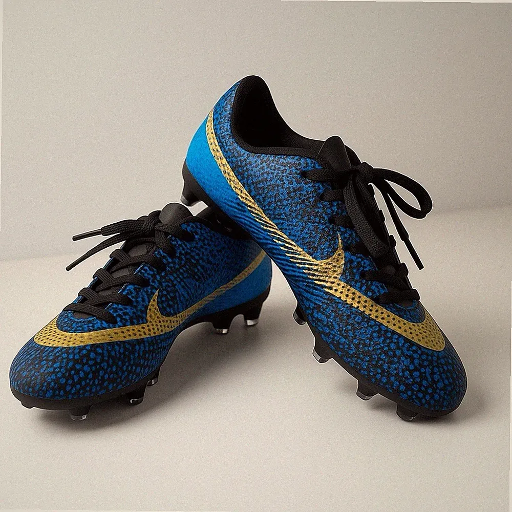 Blue & Gold Kids Soccer Cleats Shoes Size 9