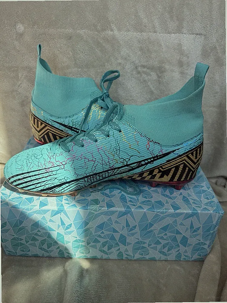 Blue Soccer Cleats FZ 44 Patterned Sole Unisex with Original Box