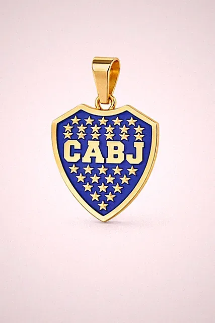 Boca Juniors Enamel Shield Pendant 14k Solid Yellow Gold Soccer Charm
