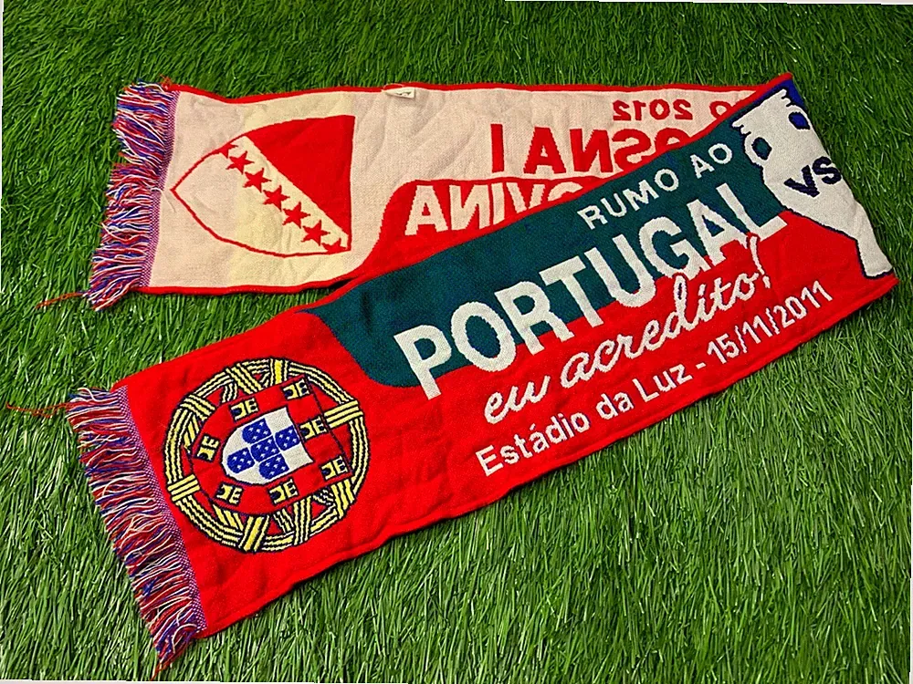 BOSNIA AND HERZEGOVINA VS. PORTUGAL TEAM 2011 RARE FOOTBALL SOCCER MATCH SCARF