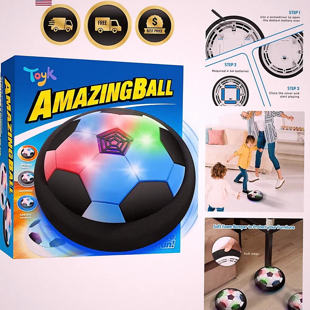 Boy Toys - LED Hover Soccer Ball - Air Power Training Ball Playing Football I...