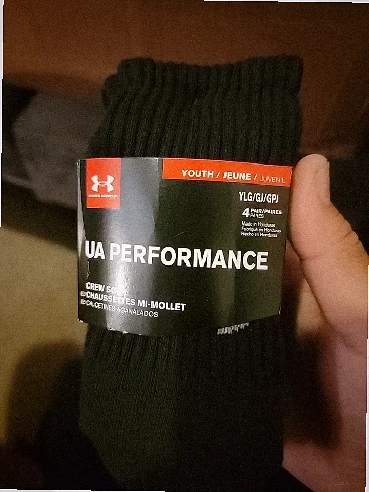 Boys 4 Pair UA Performance 4 Pack YLG White Soccer Socks Shoe 1-4 Over the Calf