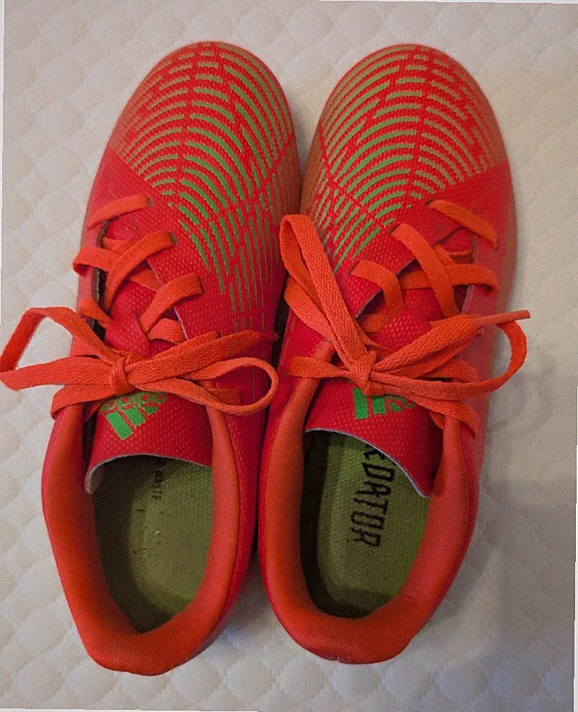 Boys Adidas Soccer Cleats Orange and Lime Green Size 3.5Y