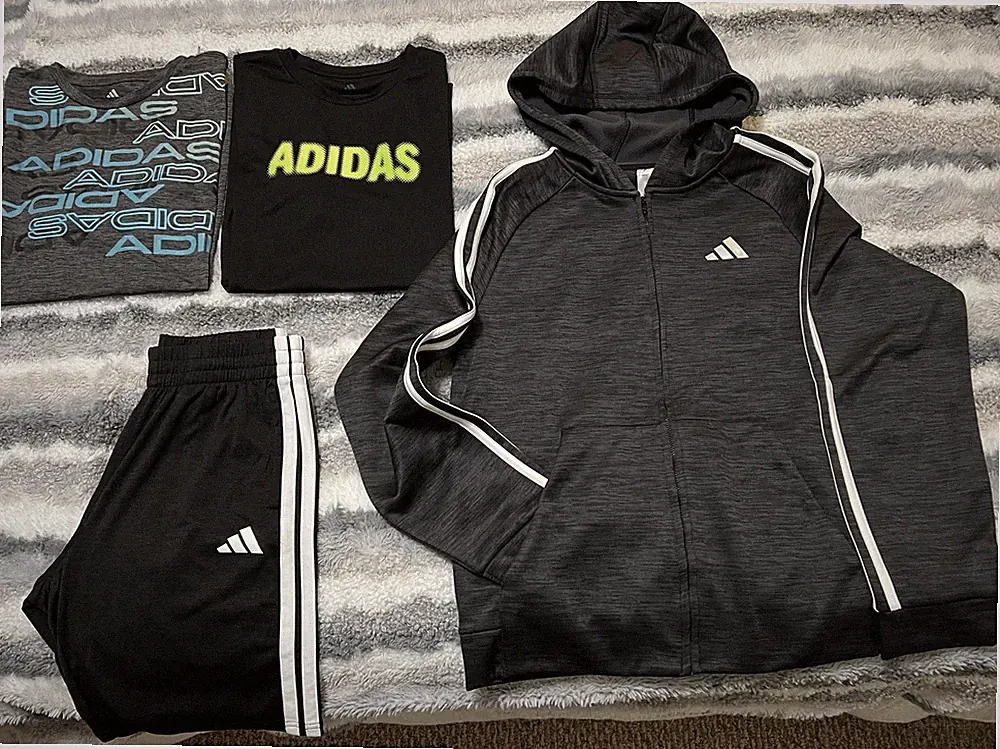 Boys Adidas Sport Clothing Lot Size Large 14/16 Hoodie, Shorts, 2 Shirts