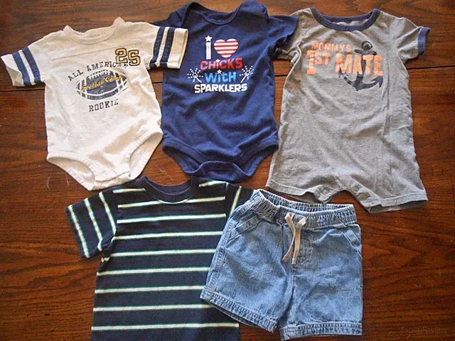 Boys denim shorts, snap shirts outfit, size 18 mo, lot of 5, Mommy football *145