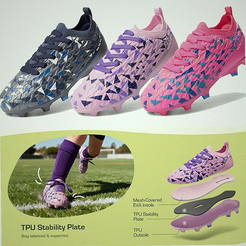 Boys Girls High-Speed Soccer Cleats Ground Outdoor Athletic Sport Football Shoes