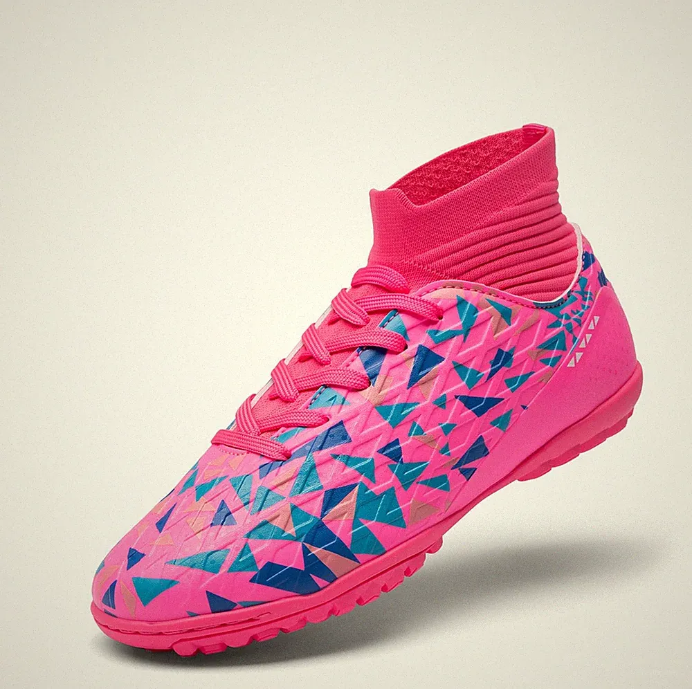 Boys Girls Indoor Soccer Shoes High Top Football Turf Futsal Shoes for Little...