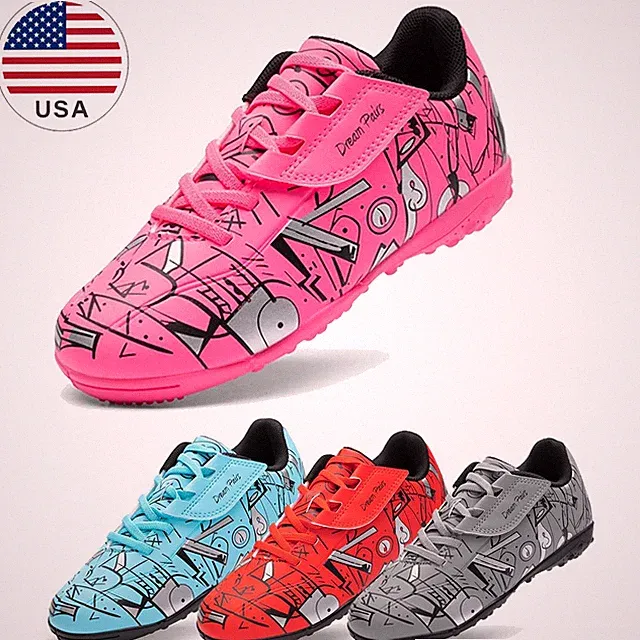 Boys Girls Indoor Turf Soccer Cleats Lace Up Athletic Football Casual Shoes US