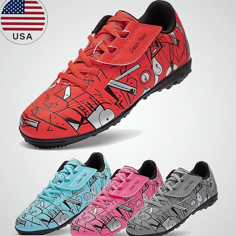 Boys Girls Kids Indoor Soccer Cleats Lace Up Athletic Football Casual Shoes