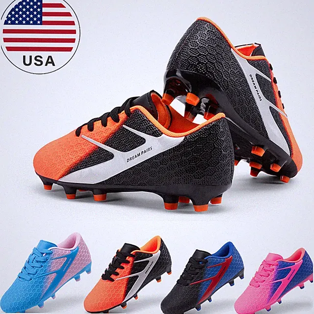 Boys Girls Kids Soccer Cleats Firm Groud Football Athletic Training Shoes