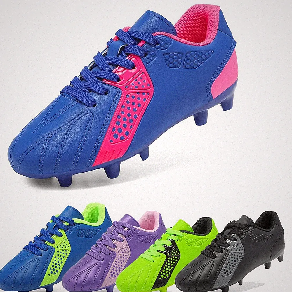 Boys Girls Soccer Cleats Firm Groud Football Shoes Lace-Up for Little/Big Kid