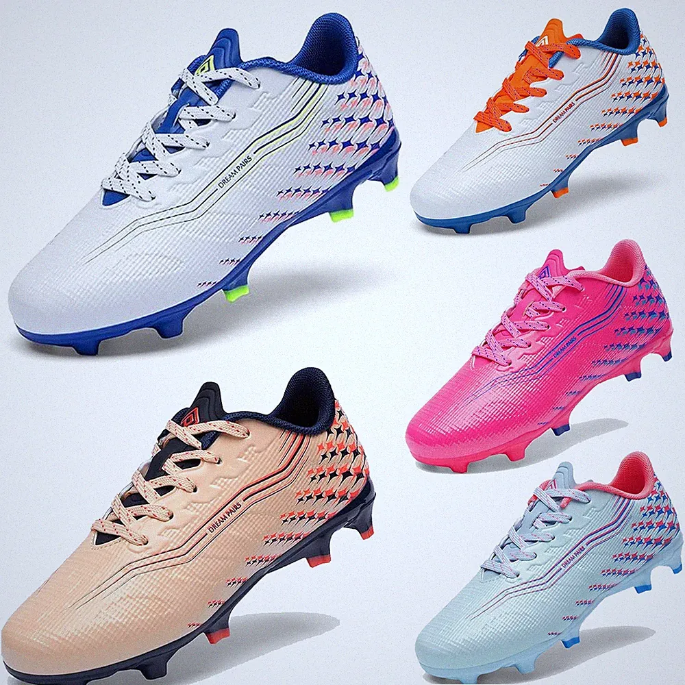Boys Girls Soccer Cleats Three-Zone Studs TPU Plate Anti-Twist Football Boots