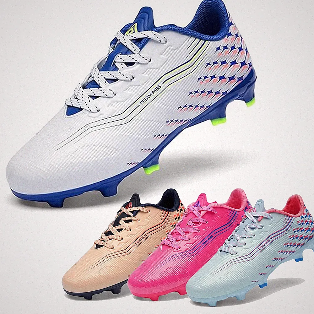 Boys Girls Soccer Cleats Three-Zone Studs TPU Plate Anti-Twist Football Boots
