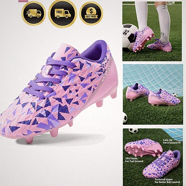 Boys Girls Soccer Cleats Youth Firm Groud Athletic Outdoor Trainning Football...