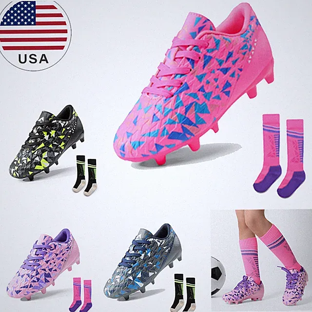 Boys Girls Soccer Cleats Youth Firm Groud Comfortable Trainning Football Shoes