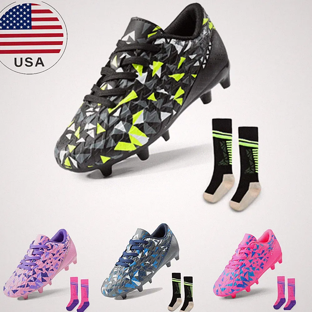 Boys Girls Soccer Cleats Youth Firm Groud Lightweight Trainning Football Shoes