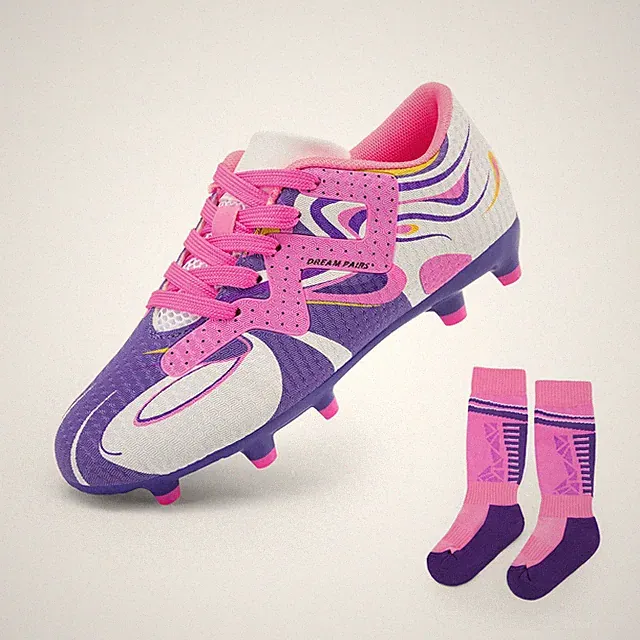 Boys Girls Soccer Cleats Youth Firm Groud Sport Football Cleats with Soccer S...