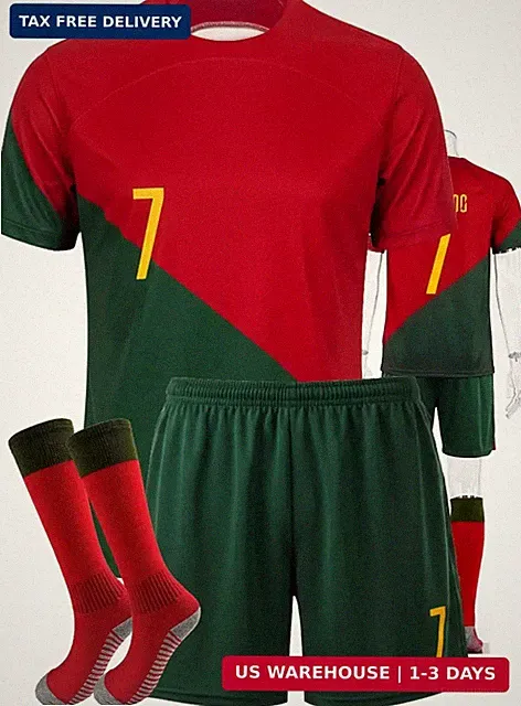 Boys Girls Soccer Jersey Set Youth Training Uniform Kids Age 8-9Y
