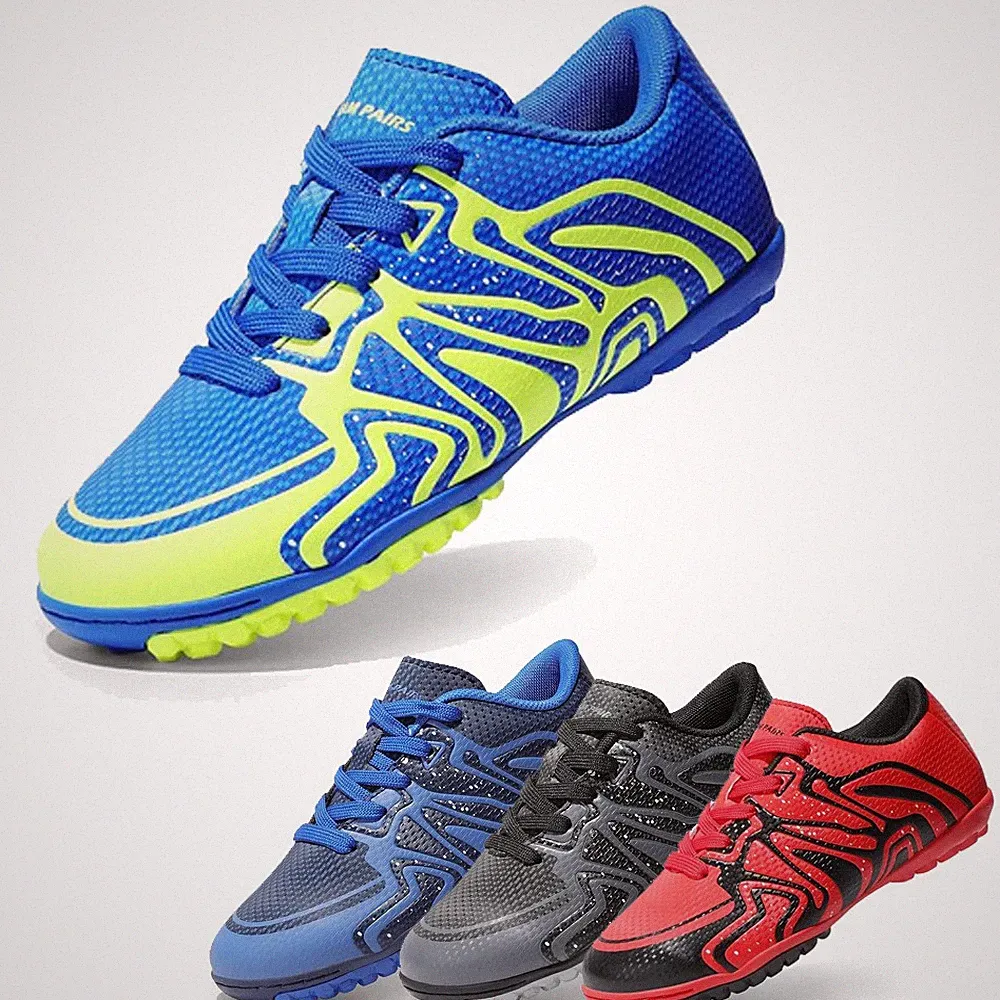 Boys Girls Soccer Shoes Youth Indoor Turf Soccer Cleats Lace Up Football Shoes
