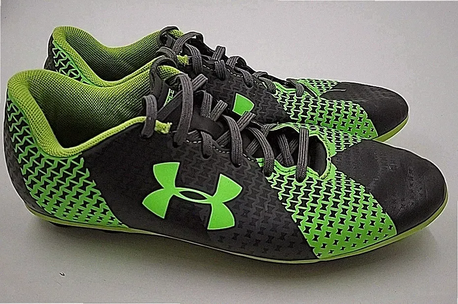Boys Girls Youth Under Armour Force Green Gray Soccer Cleats Shoes Sneakers 6Y
