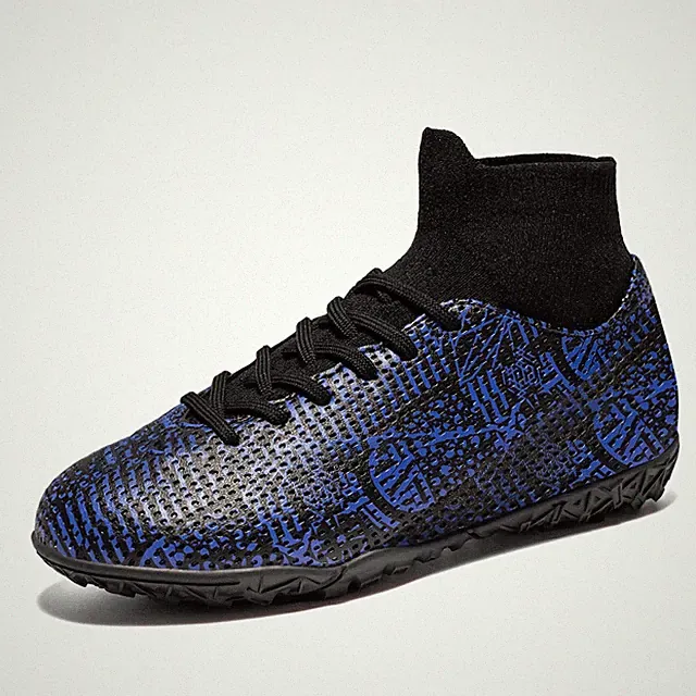 Boys Indoor Turf Soccer Shoes Girls Football Futsal Shoes Blue