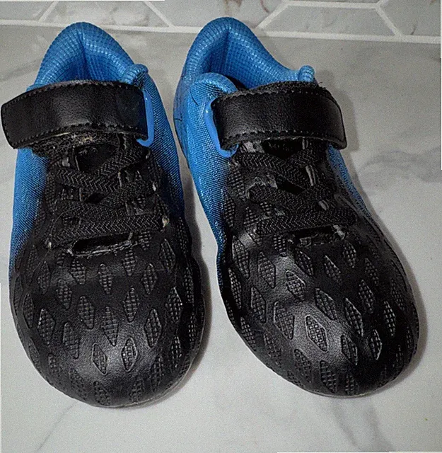 Boys Size 10 Toddler Kids Blue Black Outdoor Soccer Cleats Shoes Athletic...
