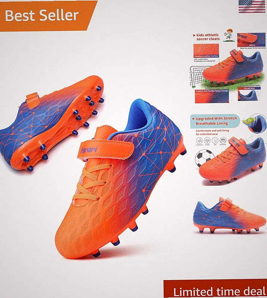 Boys Soccer Cleats Kids Girls FG/AG Soccer Athletics Sport Shoes Training Sho...