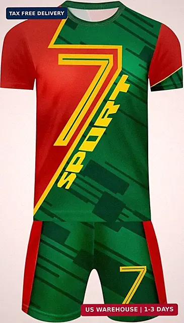 Boys Soccer Jersey Set Kids Football Uniform Shorts Quick Dry Age 5-6