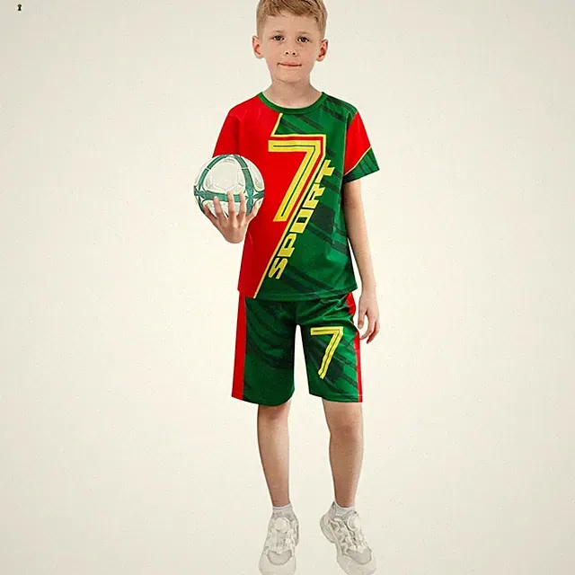 Boys Soccer Training Kit - Quick Dry Jersey & Shorts for Active Play Ages 5-12