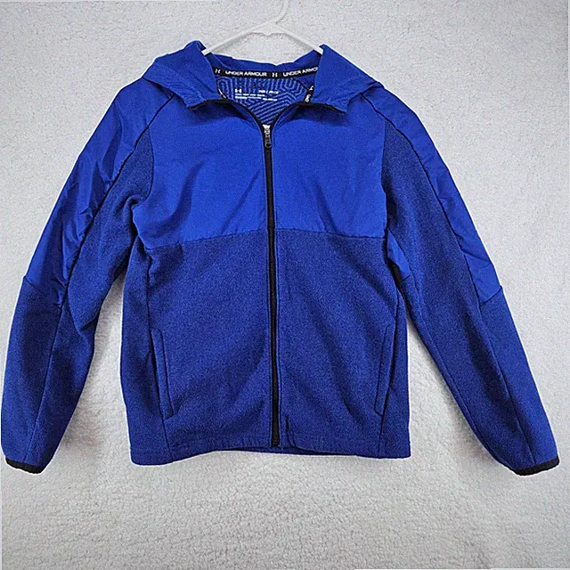 Boys UNDER ARMOUR Cold Gear YMD Medium Royal BLUE FULL ZIP HOODED JACKET