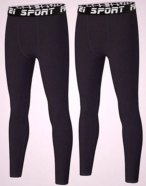 Boys Youth Compression Leggings Athletic Sports Tights for Basketball Footbal...